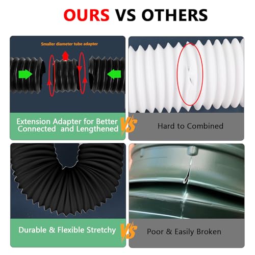 2 Stück Dachrinne Fallrohr Verlängerung Flexible, Regenrinnen Fallrohr Verlängerungen Flexible Drain Downspout Extender, Verlängerbar von 47 bis 150 cm, Fallrohr Dachrinnen Verlängerung (Schwarz)