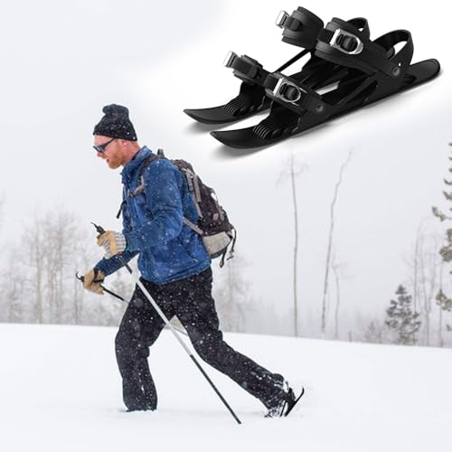 VLBPCR Short Ski Skates for Snow, Adjustable Mini Snowskates, Portable Snowblades, Short Ski Skates, Black - Thumbnail 7