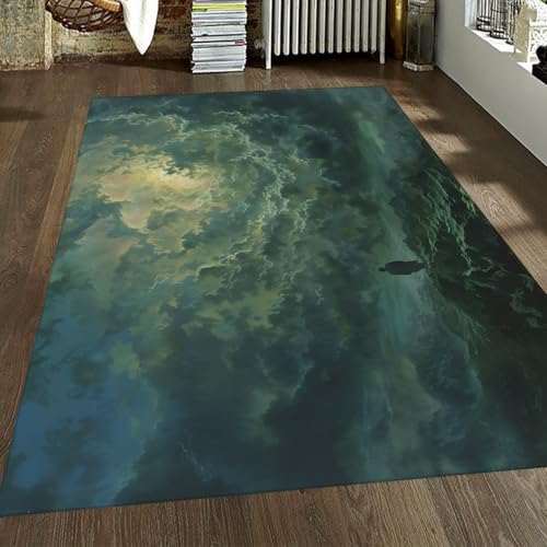 Tapis de salon 120x180cm antidérapant lavable vert contre les glissades - 3