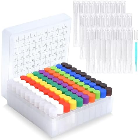 100pcs 2ml vials with caps Plastic Cryogenic Test Tubes with caps lab cryovial Tube Container cryovials with 30pcs 3ML Dropper Pipette (100pcs 2ml Test Tube) Cover