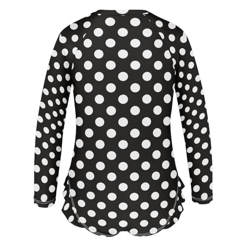 Image of CaTaKu Girls Rash Guard Swimsuit Long Sleeve One Piece Bathing Suit UPF 50+ Toddler Kids Zipper Ruffle Swimwear 3-12Y
