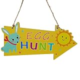 TianWlio Kreative Ostern Party Handwerk Dekor DIY handgefertigte Kaninchen Holzschild Behänge Haken Für Schaukeln (B, One Size)