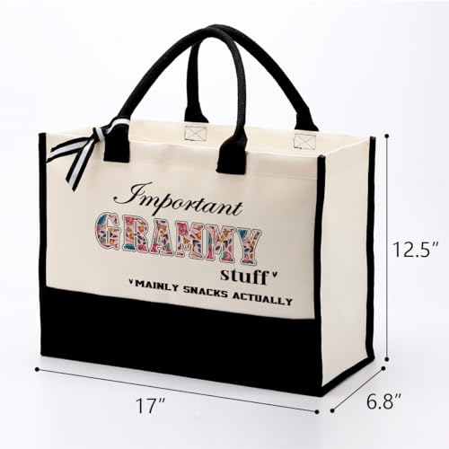Important Grammy Stuff Bag - Canvas Tote for Gifting, Shoulder Beach Bag, Women's Cotton Canvas Handbag, Mother's Day Gift2