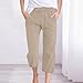 AKTCVVJ Capris for Women Linen Drawstring Elastic Waist Capri Pants Loose Fit Cotton Pant Summer Vacation Pant with Pockets Khaki