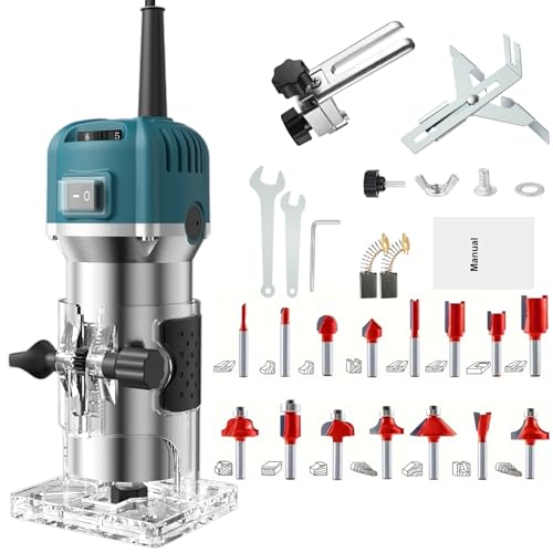 Fraise &eacute;lectrique &agrave; bois 800 W avec jeu de 15 fraises,...