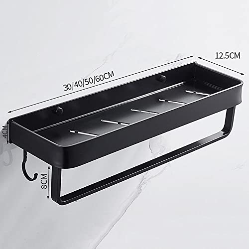 Cesta de Ducha Cesta de Ducha Negra Sin perforación Organizador de Ducha Adhesivo Montado en la Pared Espacio Aluminio para baño de cocina-C50cm