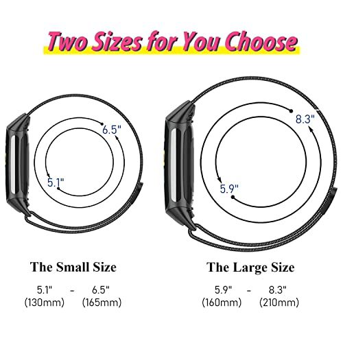 image for OMDBAGD Metal Mesh Loop Bands for Fitbit Charge 5/Charge 6 Band for Wo