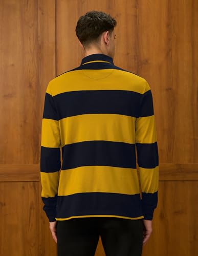 Image of U.S.Polo Association Men's Horizontal Striped Varsity Theatre Polo Shirt (USTSH3207 Dark Yellow 3XL)