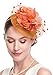 Fascinators Hats for Womens 50s Headwear with Veil Flower Cocktail Wedding Tea Party Church Derby Hat (1-4-orange)
