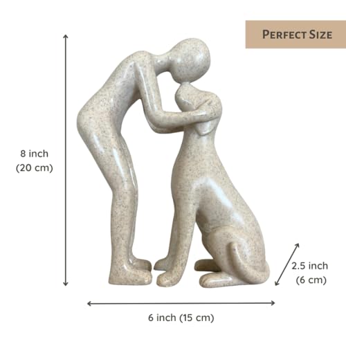 Pozbee Dog Owner Sculpture 8x6 inch, Stone Resin Dogs Statue, Loss of Dog Sympathy, Home Office Desk Shelf Decor Accent, Cute Pet Gift for Puppy Moms (Sandstone) by Pozbee - Used condition - Image 2
