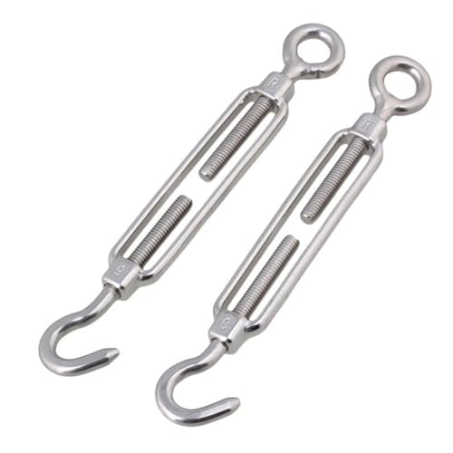 Tenditore,Tenditori in Acciaio Inossidabile,Tenditore Acciaio Inox,304 Tenditore a Gancio,Tenditore Acciaio,Tenditori per Funi,Tenditore Acciaio,Tensori Filo,Tenditori Inox,Tenditore Filo,(M5,2 PCS)