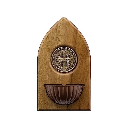 Intercession Wooden Holy Water Font - St Benedict