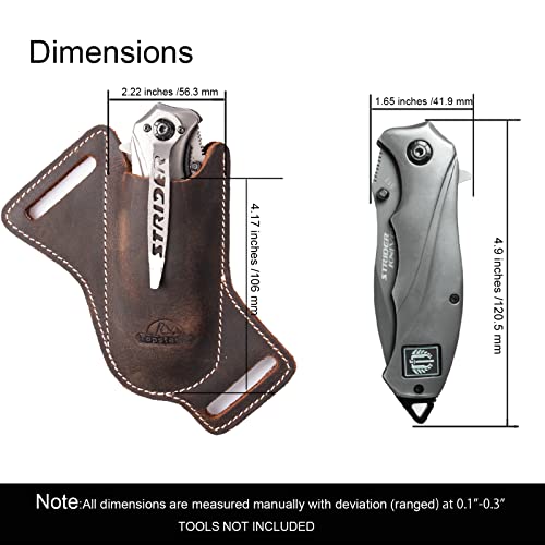 Topstache Handmade Leather Pocket Knife Sheath For Belt,Edc Belt Folding Knife Sheath For Man,Cross Draw Left Side Carry Open Top Knife Sheath For 5 Inch Folding Knife,Darkbrown #TOP4