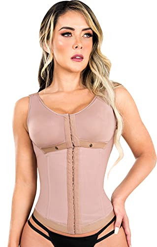 Fiorella Shapewear Powernet Post Surgery Partum Vest Bra Women Girdle Fajas Reductoras Colombianas Moldeadoras Cocoa 620C