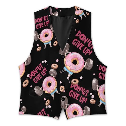 Donut Give Up Men's Formal Suit Vest for Business Formal Or Casual Dress Waistcoat Wedding3