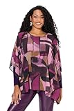 3/4-Ärmel Ulla Popken Damen große Größen Übergrößen Plus Size Tunika, doppellagig, Oversized, Rundhals, 3/4-Arm dunkle Brombeere 58+ 833432846-58+
