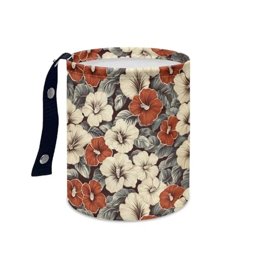 Image of Hawaiian Flower Car Trash Can Collapsible Hanging Portable Dustbin Bin Waste Basket for Women Car Accessories Interior Small Trash Can for SUV Trucks