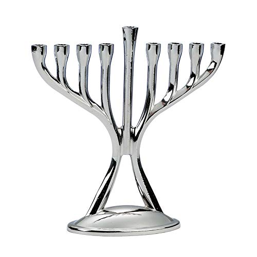Rite Lite 4.75" Silver Solid Mini Hanukkah Menorah Candles Stand #TOP18