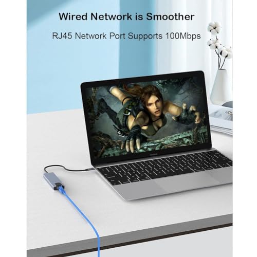 Image of USB HUB USB C Hub HDMI Adapter, 6 in 1 Multiport Compatible with MacBook pro to HDMI 4k,2 USB 3.0 Ports SD /TF Card Reader 55W PD for USB C Laptops & Type C Devices (USB C to 6 in 1 HUB)