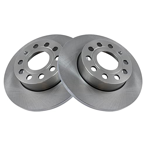 Image of TRQ Rear Brake Pad and Rotor Set Semi Metallic Solid Rotors | For 2008-2010 Audi A3 A3 Quattro 2010 Volkswagen Golf 2005-2010 Jetta 2006-2009 Rabbit