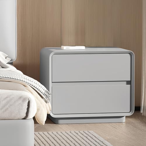 Modern Wood Nightstand with 2 Drawers, Waterproof Lacquer Finish Bedside Table, Durable End Table for Living Room, Stylish 35cm Storage Solution