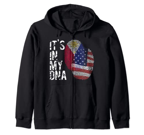 Filipinas American Heritage: Huellas digitales de la bandera del ADN Sudadera con Capucha