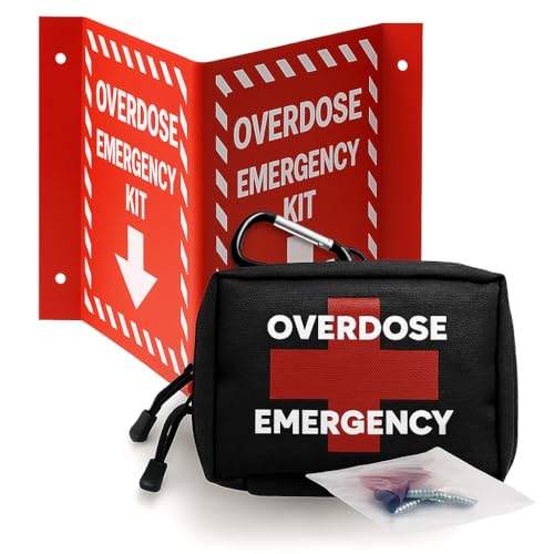 Image of Windy City Cabinet Overdose Emergency Response Kit Belt Pouch & High Visibility Sign - For Naloxone Kits & First Aid Supplies - Ideal for Public Spaces, Offices, Schools, Fleet Vehicles