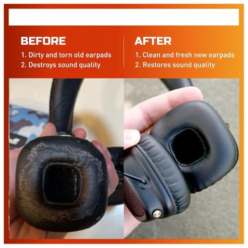 Image of Crysendo Headphone Cushion Compatible with Boat Rockerz 600 Headphone | Soft Ear Pads Replacement Cushion Cover | PU Leather & Foam Earpads (Black)