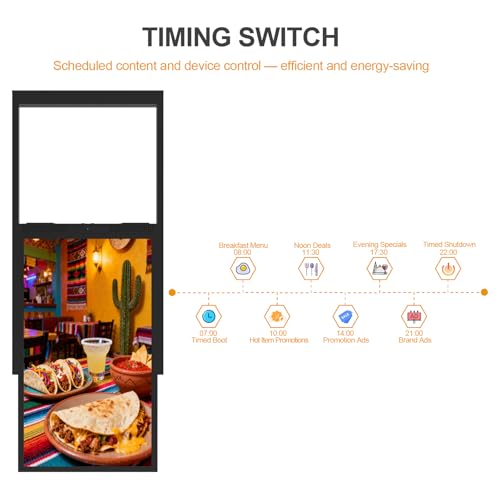 Image of 43Inch Double Side Window Digital Signage Hanging Advertising Display, From 2500nits to 700nits High Brightness Indoor Digital Signage, CMS /U-Disk Plug&Play, Split Screen, 24 /7 Operation, Android 11OS