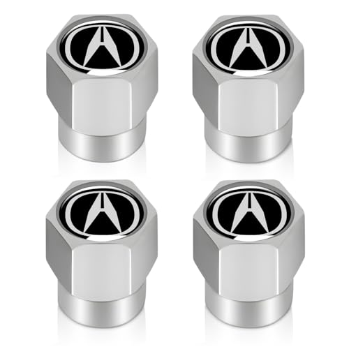 XIGRALUCK Tire Valve Stem Cap for Acura Metal Tire Stem Cover with Belt O-Ring Air caps Sports Accessories 4 Pack