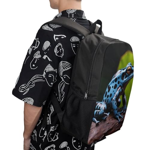 Dart Frog Blue Backpack 17 Inch Laptop Backpack Water Resistant Bookbag Large Capacity Travel Bag 5
