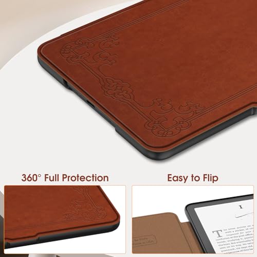 Image of Fintie Case for 7 inch All-New Kindle Paperwhite (12th Generation, 2024) and Kindle Colorsoft Signature Edition - Slim Lightweight Shell PU Leather Protective Cover with Auto Sleep /Wake, Vintage Brown