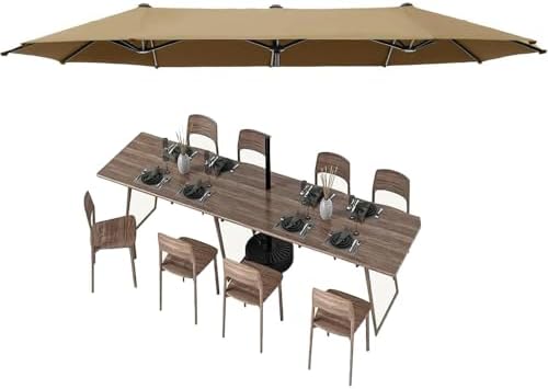 12 Ribs Double-Sided Umbrella Canopy 15'X9' Large Market Parasol Replacement Fabric, Outdoor Patio Umbrella Top Cover, Waterproof Dark Green Shade Solution