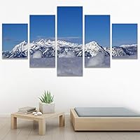 SIGNWIN 5 Panel Canvas Wall Art Snow Mountain for Home Decorations Ready to Hang - 60