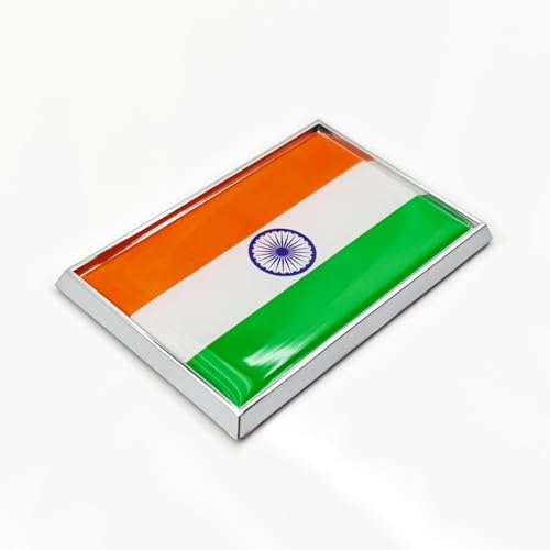 Image of India Flag Sticker Emblem Indian Decal Car Chrome Flags, 2 Pack, 3 x 2 inches