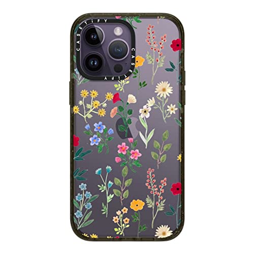 CASETiFY �C���p�N�g iPhone 14 Pro Max �P�[�X [MIL�K�i���� (4x MIL-STD-810G)/2.5m����̗����������N���A] - Spring Botanicals 2 - �O���b�V�[ �u���b�N