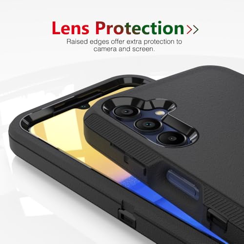 Image of Case for Galaxy A15, Heavy-Duty Tough Rugged Shockproof Drop Protective Cover Cases for Samsung Galaxy A15, Black
