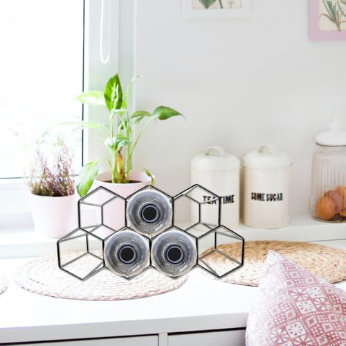 Soporte para 7 botellas de vino de metal diseño panal miniatura 6
