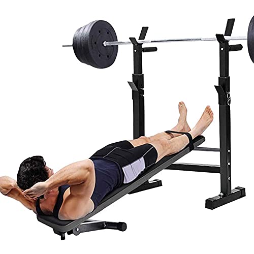 ilbcavne Olympische halterbank met halterrek, verstelbare opvouwbare fitnessbank Heavy-duty, multifunctionele trainingsbank voor volledige lichaamsbeweging, Max.250 KG (kleur: zwart) - Image 3