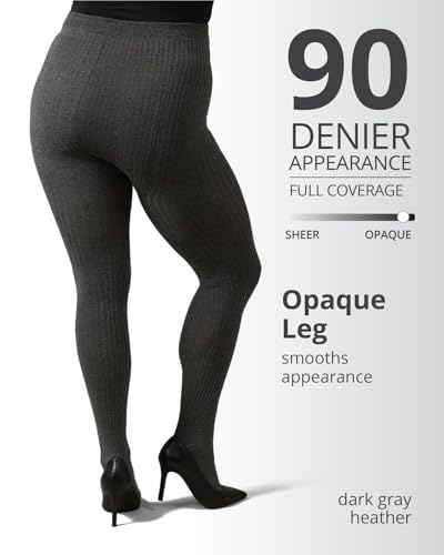 Image of MeMoi Boston Ribbed Cotton Sweater Tights, Warm Opaque Winter Tights
