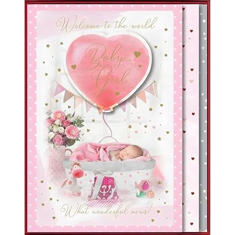 Handfinished Baby Girl Congratulations Card Cover