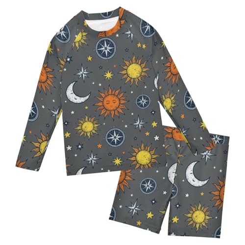 Traje de baño de dos piezas para niños con mangas largas gris