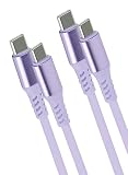 ProZero USB C Type C to Type C ケーブル【1mx2本】 PD対応 60W急速充電 タイプc ケーブル 柔らかい 絡まない シリコン素材 iPad mini6、MacBook、iPad Pro/Air、Galaxy、Sony、Pixel等機種対応(2, パープル, 1ｍ)
