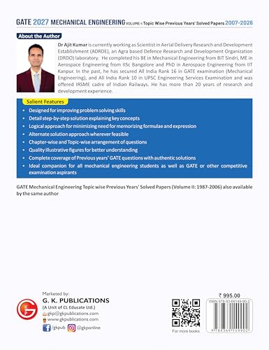 Image of GATE 2027 Mechanical Engineering Topic-wise Solved Papers Vol 1 | 2007-2026 | 20 Years Previous Year Questions with Solutions | ME Paper