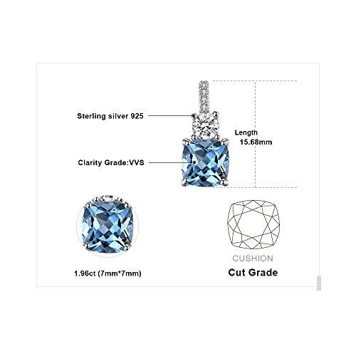 Jewelrypalace AP752405 2.2Ct Cushion Cut Genuine Sky Blue Topaz Pendant Necklace thumb #1