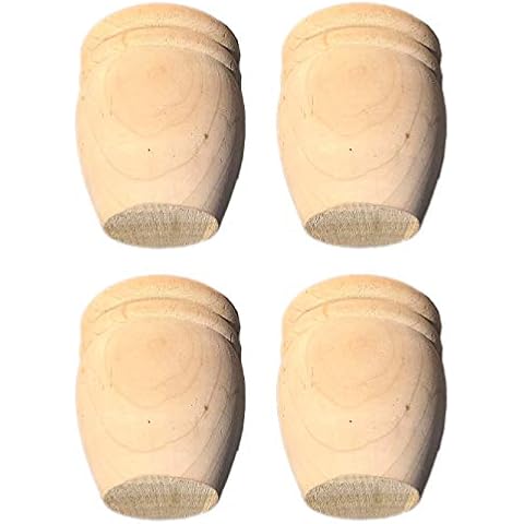 Unfinished Maple Bun Feet for Furniture 4” High Set of 4 DIY Solid Wood Sofa Leg for Couch Bathroom | Vanity Bookshelf | Cabinet | Chair | TV Stand | Loveseat | Dresser Extenders | Easy to Install Cover