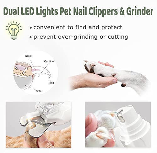 Image of Qpets Electric Automatic Pet Grooming Kit 2 In1 Dog Nail Grinder and Dog Nail Clippers Cutter with LED-Lights Rechargable Low Noise Trimmer for Small Medium Large Dogs and Cats