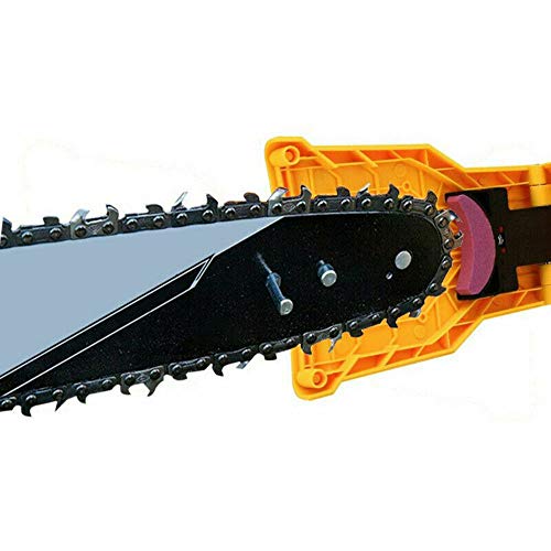Electric Chainsaw Teeth Blade Sharpener - Chain Saw Blade Sharpener Fast Sharpening Stone Grinder Tools Bar Mounted Suitable for 14/16/18/20 Inch Two Holes Chain Saw Bar