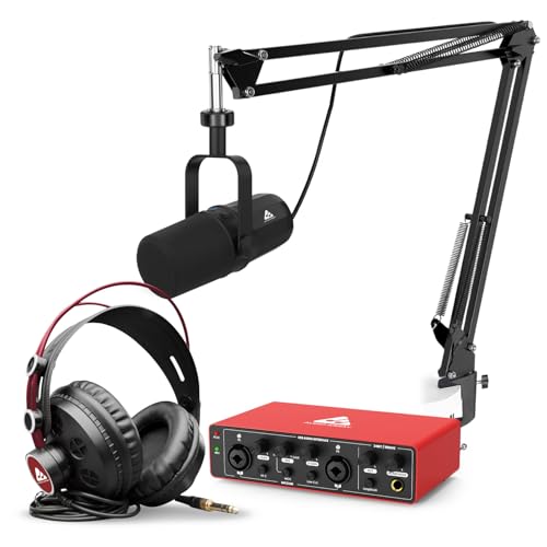 Image of Audio Array Professional Dynamic Bundle with Headphones & Audio Interface - USB /XLR Dynamic Microphone, 24-bit /192kHz Interface, Boom Arm & Semi-Open Headphones | Plug & Play Podcast Kit - PB-12