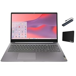 Lenovo IdeaPad 3i Chromebook 15.6 pulgadas FHD portátil, Intel Celeron N4500, memoria de 4 GB, almacenamiento eMMC de 64 GB, Chrome OS, gris ártico con accesorios
